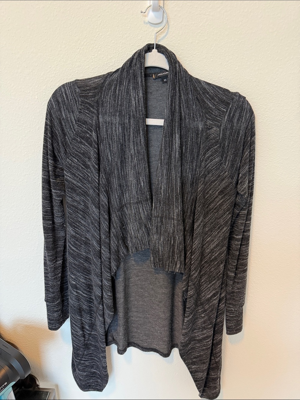 Stella & Dot Charcoal Gray Open-Front Draped Cardigan